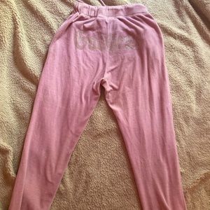 Lounge and activewear pink with gem embroidery on the booty (says goddess)